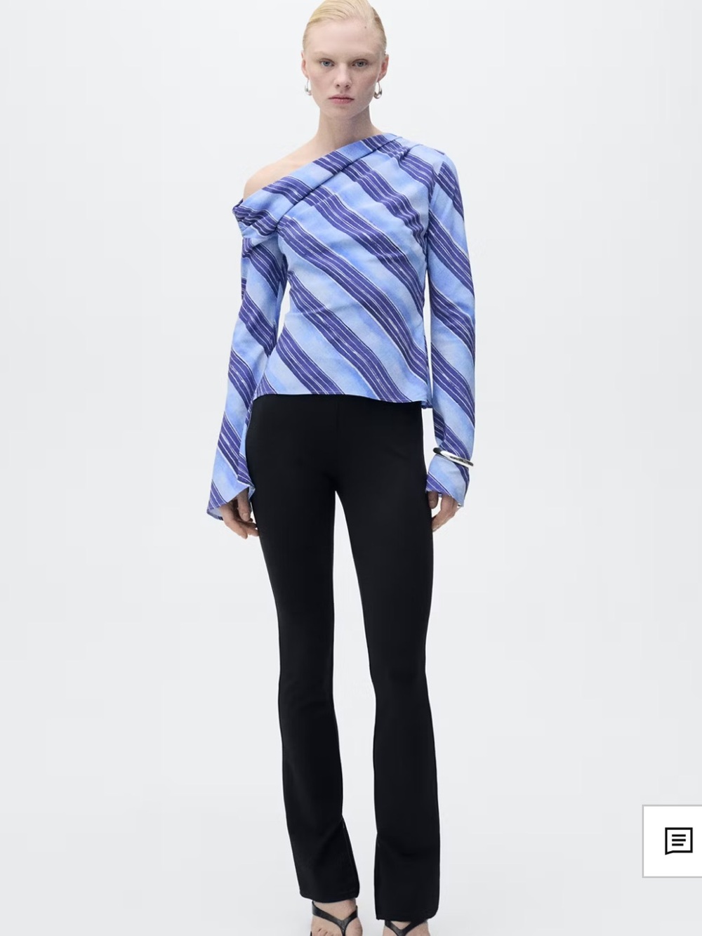 Mango ASYMMETRICAL blue STRIPED BLOUSE